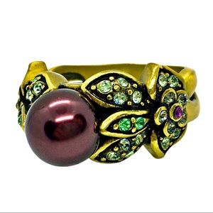 Heidi Daus Purple Pearl Ring Size 10